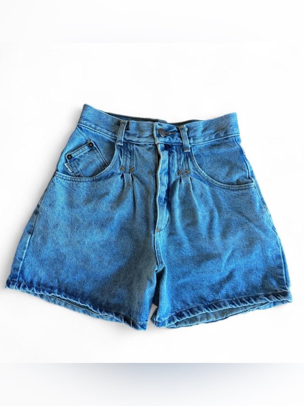 Vtg 80s Generra Jeans Denim Shorts 5 High Rise Cotton Boho Western Pleated Retro
